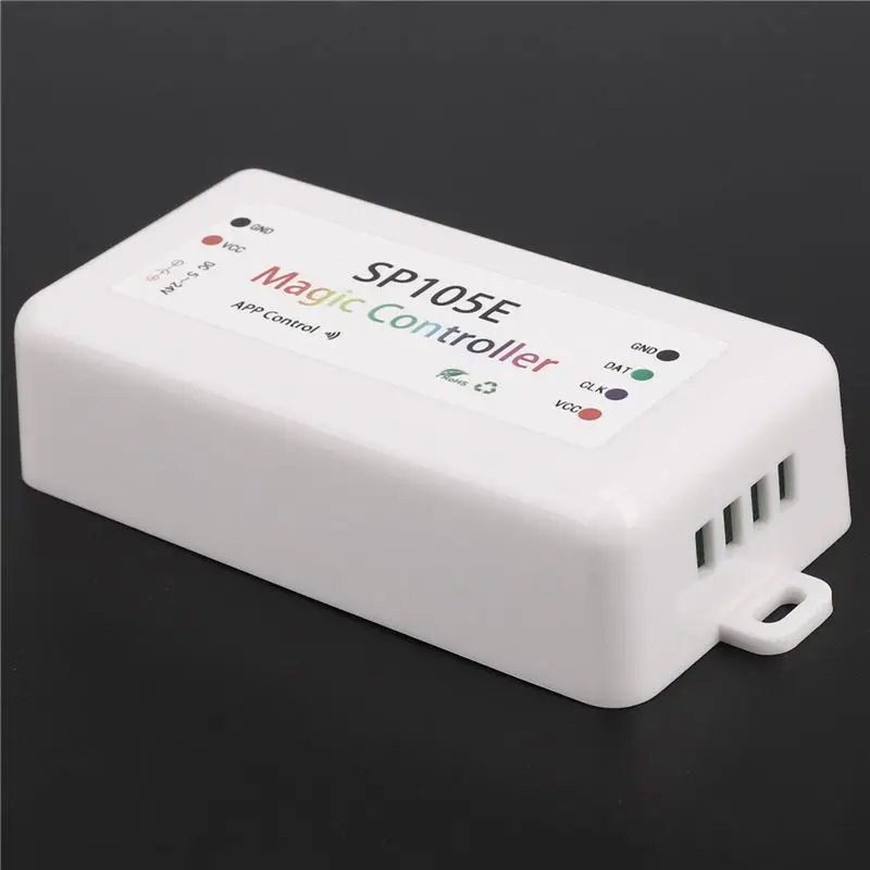 Фото Беспроводной Bluetooth-контроллер AT02-2X SP105E с приложением для WS2811, WS2812B, WS2801, SK6812, APA102, программируемый, с индивидуальной адресацией. №2