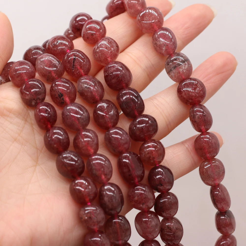 Купи 10-12mm Natural Strawberry Crystal Stone Beads Irregular Round Spacer Beads For Jewelry Making Bracelet Necklace Strand Handmade за 270 рублей в магазине AliExpress