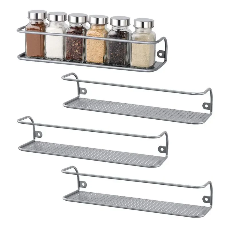 

lish 4-Pack Stylish Portable Silver Kitchen Spice Racks Storage Organizer, Easy to Install and Use, for Home Kitchen Organizing