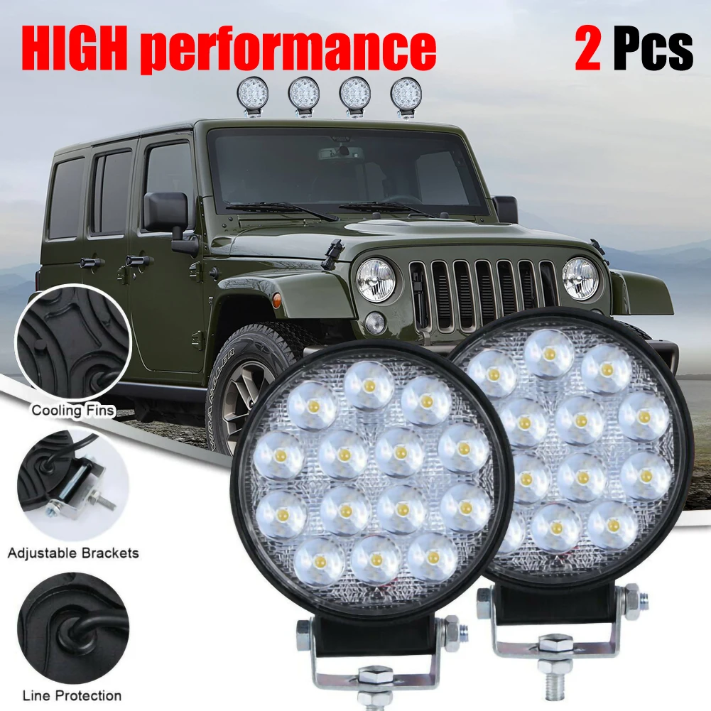 

2Pcs Round 140W LED Work Light Spot Lamp Offroad Truck Tractor Boat SUV UTE 12/24V 9000LM Spot Beam Lamp Work Light Accessories