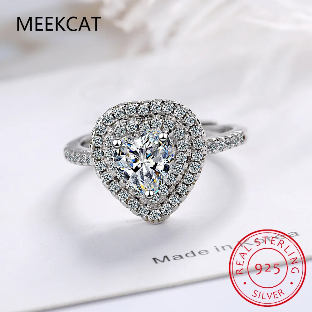 Кольцо в форме сердца с муассанитом для женщин сверкающие свадебные кольца