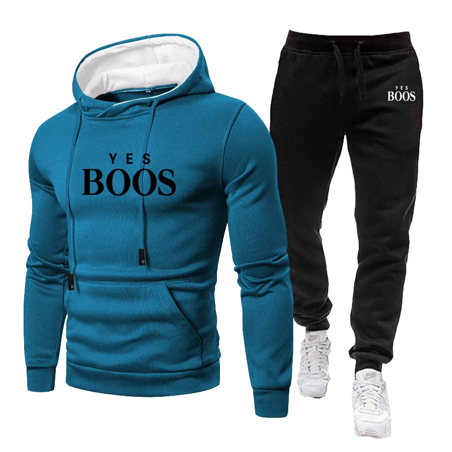 

2023 New Men's Fashion Hoodie Sportswear Men Clothes Jogging Casual Tracksuit Mens Running Sport Suits Sweatshirt+Pant 2Pcs Sets