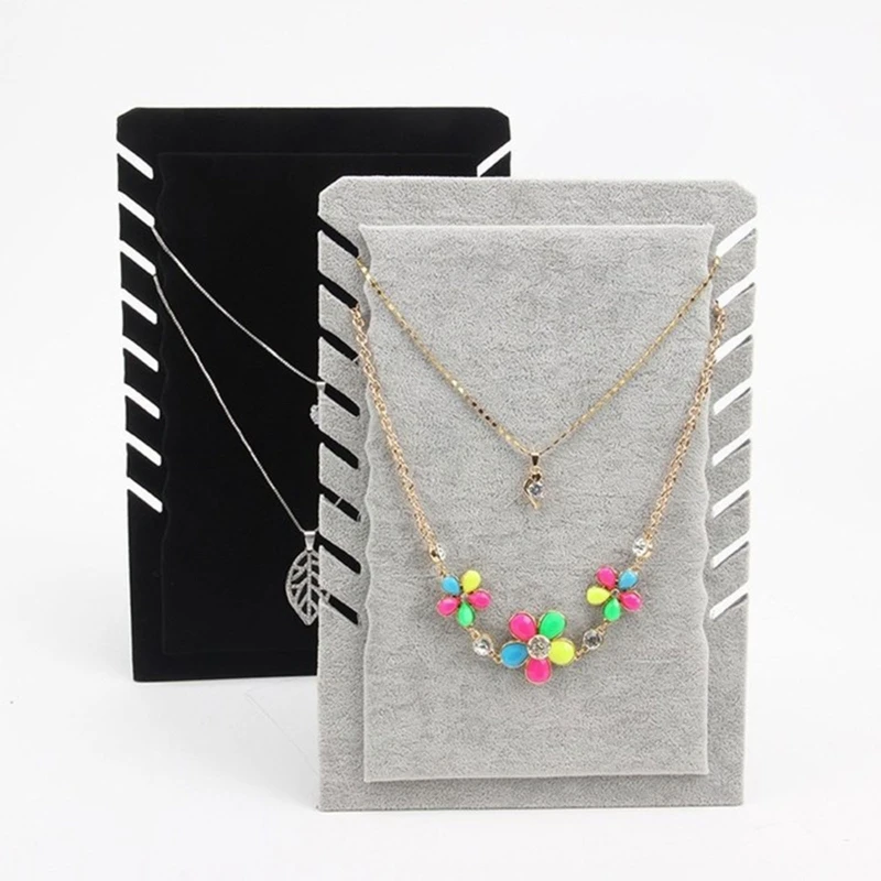 

Black Flannel Necklace Pendant Chain Jewelry Bust Display Stand Earring Display Organizer Hanger Holder Rack for Women Y08E