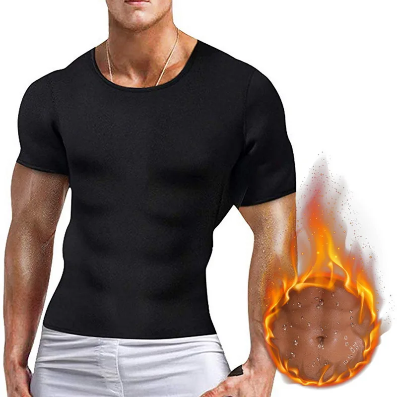 

Men Shapewear Solid Color Short Sleeve Tummy Control T-Shirt Waist Trainer Slimming Abdomen Tank Top Breathable Mesh Body Shaper