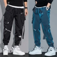mens cargo pants fashion street trend multi pocket solid sweatpants casual hip hop stereomorphic reflective mens overalls