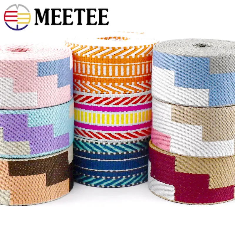 

5Meters Meetee 38mm Jacquard Nylon Webbing Bag Shoulder Strap Decorative Ribbon Belt Clothes Bias Tape DIY Sewing Accessories