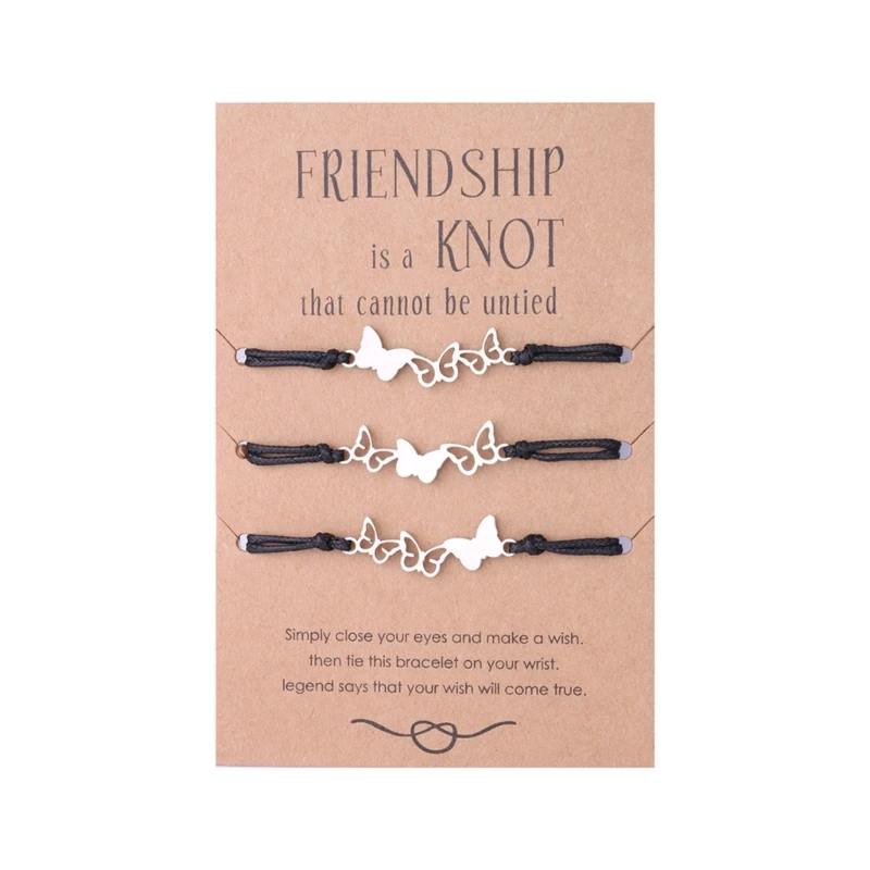 

3Pcs Adjustable Card Hand Ropes Braided Bracelets for Sister Mom and Daughter