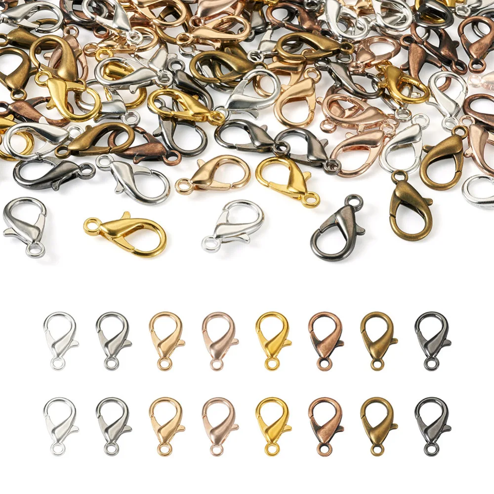 

120Pcs Lobster Clasp Hooks Alloy Parrot Trigger Clasps Claw Clasp for Bracelet Necklace Key Chain Connectors Diy Jewelry Finding