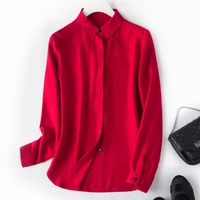new 2022 spring 100 silk blouse top women natural fiber high quality long sleeve pure silk shirt lady summer clothing