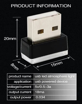 USB LED Atmosphere Light Black outlooking Constant lighting Seven color lighting effect