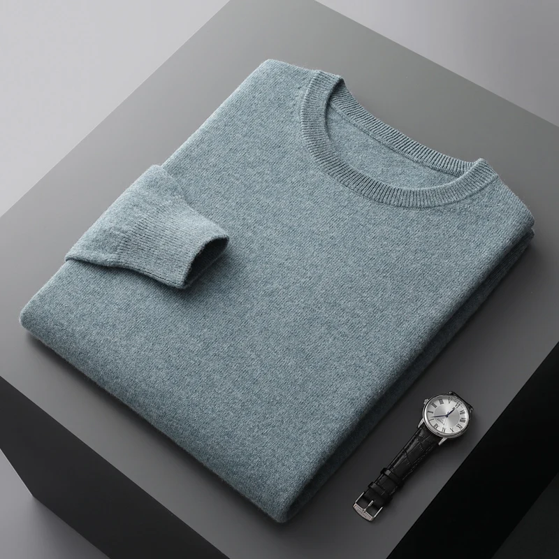 Autumn And Winter New First-Line Ready-To-Wear 100% Sweater Men's O-Neck Pullover Loose Long-Sleeved Cashmere Sweater Top