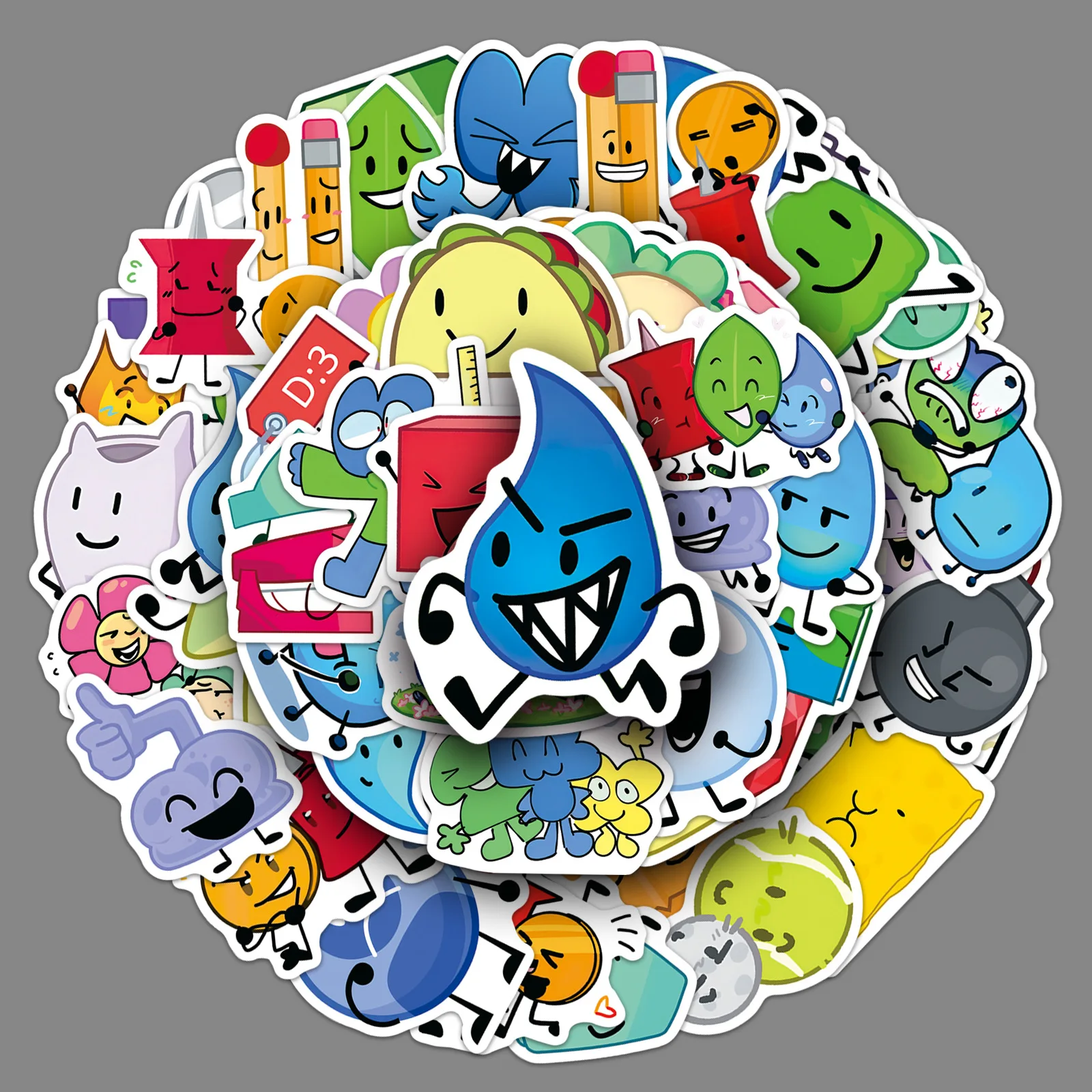 50 шт. милых фигурок из игры Battle for Dream Island ‌   Комедийные анимационные граффити-наклейки BFDI: мультяшные стикеры для багажа, телефона, гитары, классические игрушки, подарок (art.: 3920db88e7af1) - 3920db88e7af1