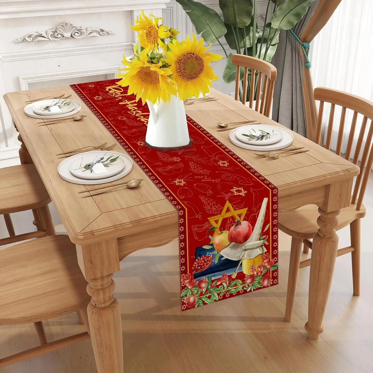 Еврейский Рош Хашань льняные дорожки для стола декор кофейной вечеринки