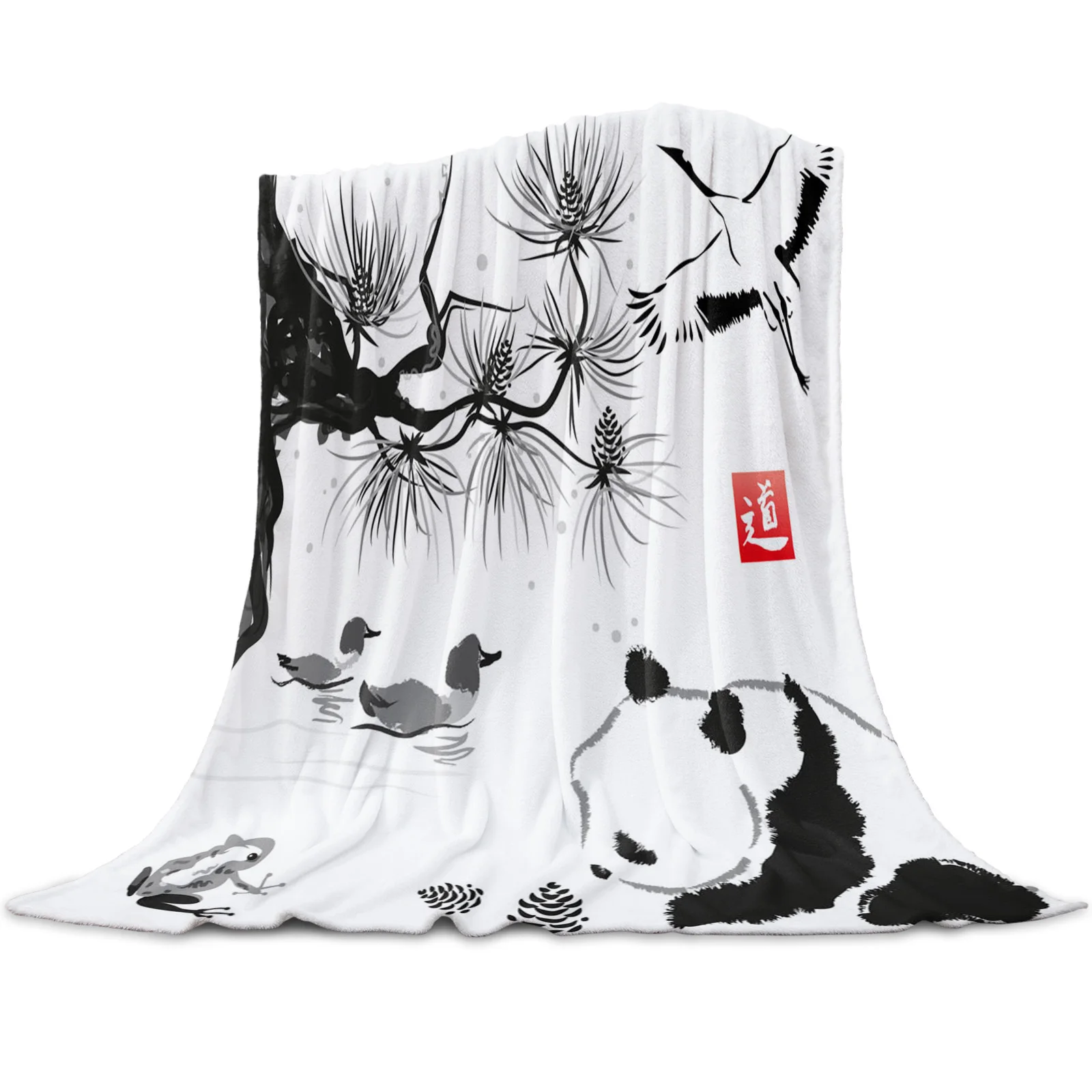 

Мягкое удобное бархатное плюшевое одеяло из микрофибры с принтом панды