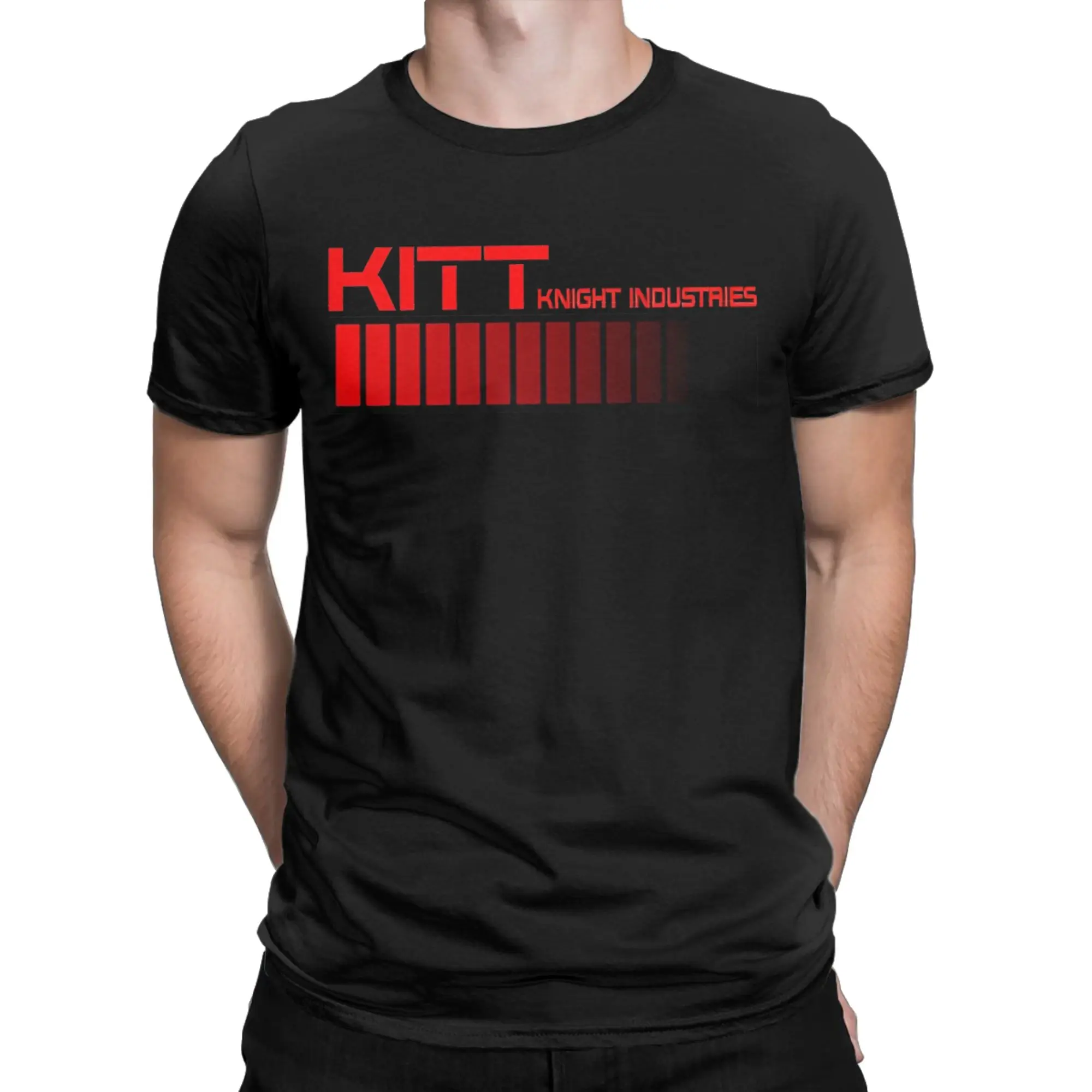 Фото Футболка Kawaii KITT Knight Rider, мужская хлопковая футболка с короткими рукавами и круглым вырезом, летние топы, рубашки №2