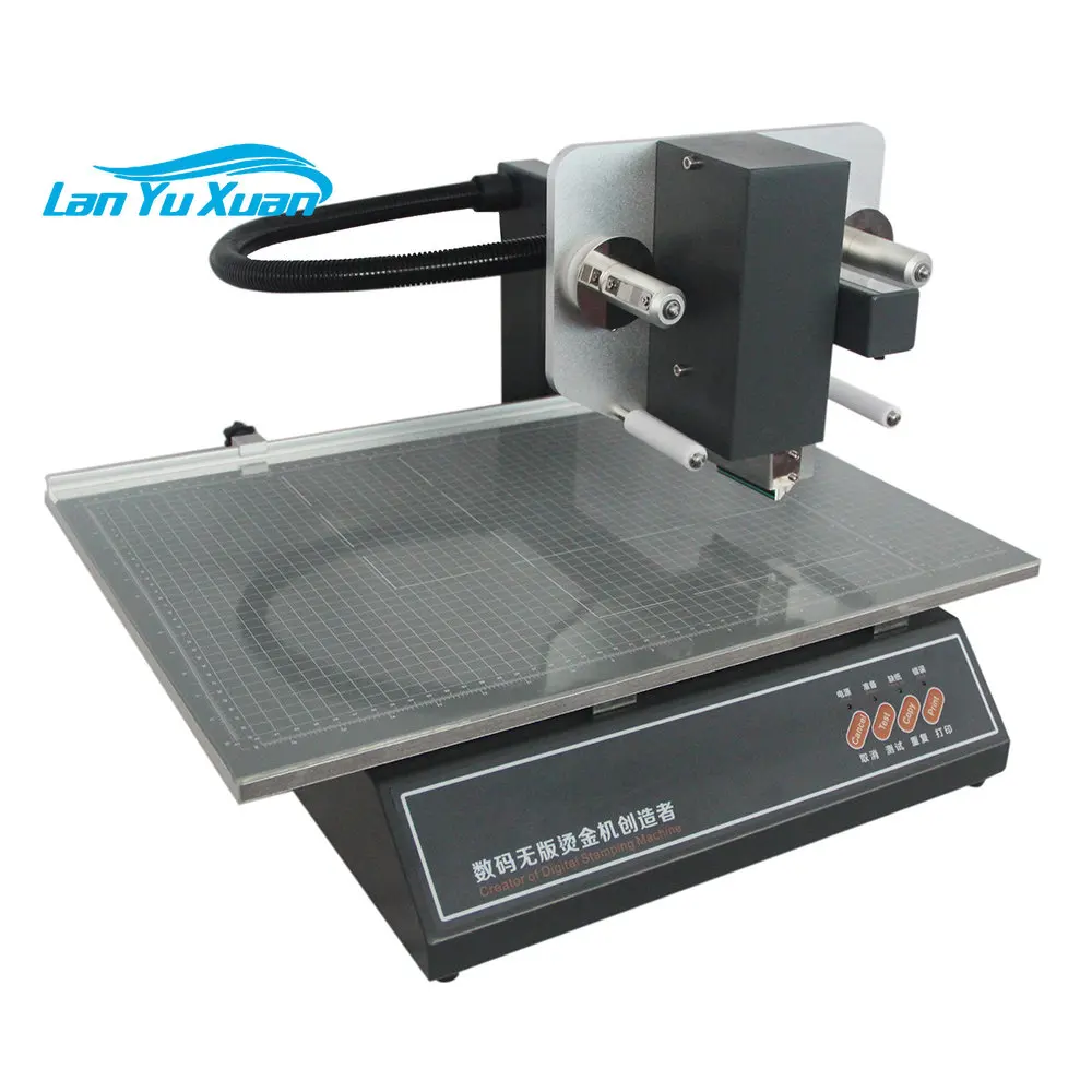 

Leather sticker paper business cards hot heat aluminum metallic gold foil printing stamping machine flatbed digital foil printer