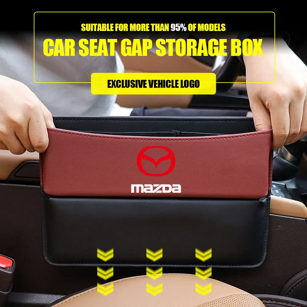 

1pcs PU Car Badges Seats Storage Box Organizer Gap Filler Slot Storage Bags For Mazda 3 cx5 6 cx3 2 cx30 Axela MS Demio 323 GJ