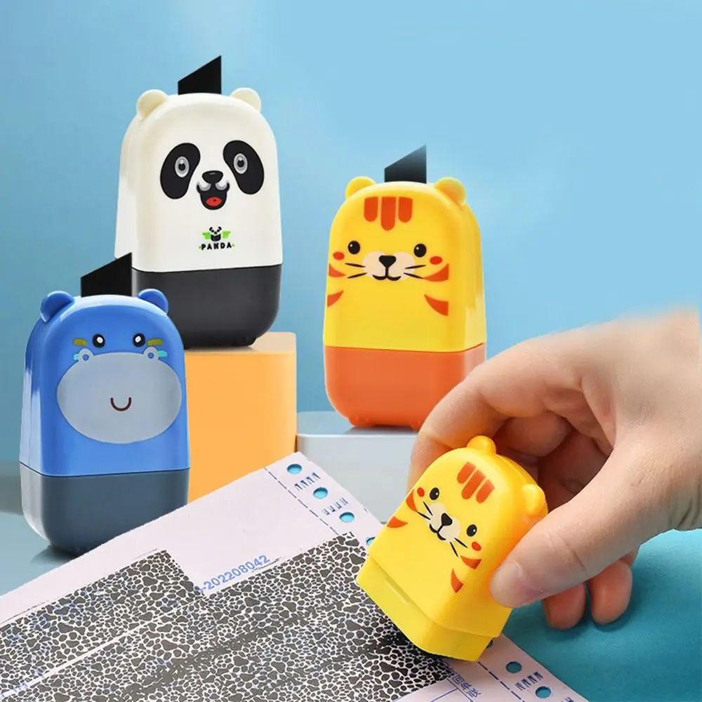 

Cartoon Animal Shape Rolling Privacy Seal Express Bill Applicator Self-Inking Portable Security Stamp Roller Confidential Seal
