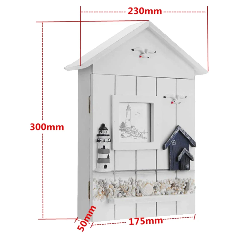

Mediterranean Style Key Cabinet Wood Nautical Style Wall Mounted Wooden Key Holder Storage Box Cabinet