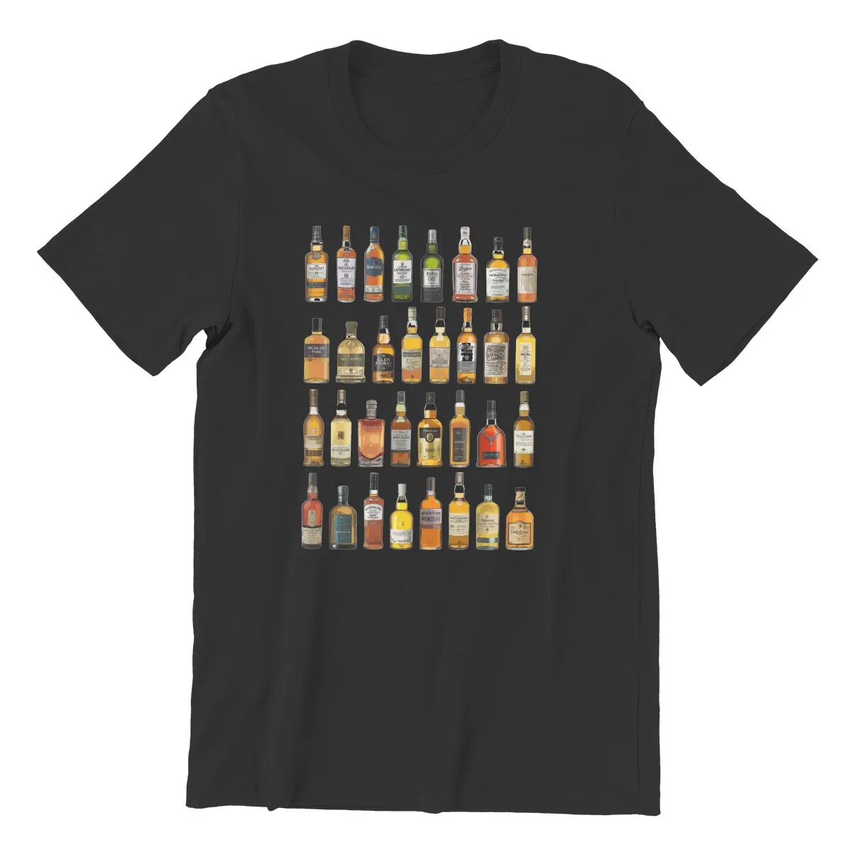 

Whiskey bottles T Shirts Men Cotton Novelty T-Shirt Single Malt Alcohol Drink Illustration Tee Shirt Short Sleeve Tops Gift Idea