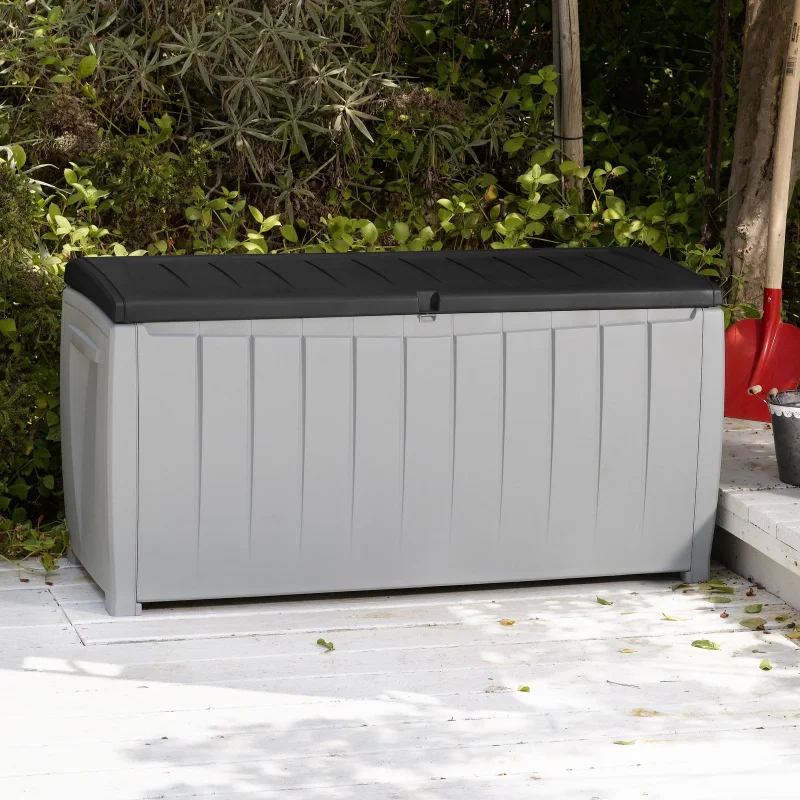 

Keter Novel Outdoor All-Weather 90 Gallon Plastic and Resin Deck Box Outdoor Storage Box