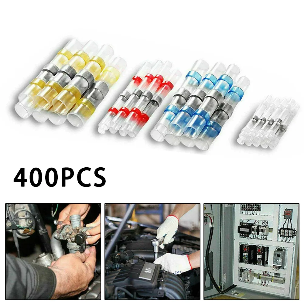 

400pcs Heat Shrinkable Tube Kit Solder Seal Sleeve Heat Shrink Butt Wire Connectors Terminal Waterproof Kit Welding Accessories
