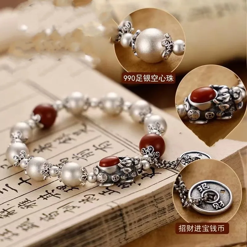 

Новый браслет NY 2023 для женщин и пар с круглыми бусинами и гарнитурой Pixiu в Ретро этническом стиле