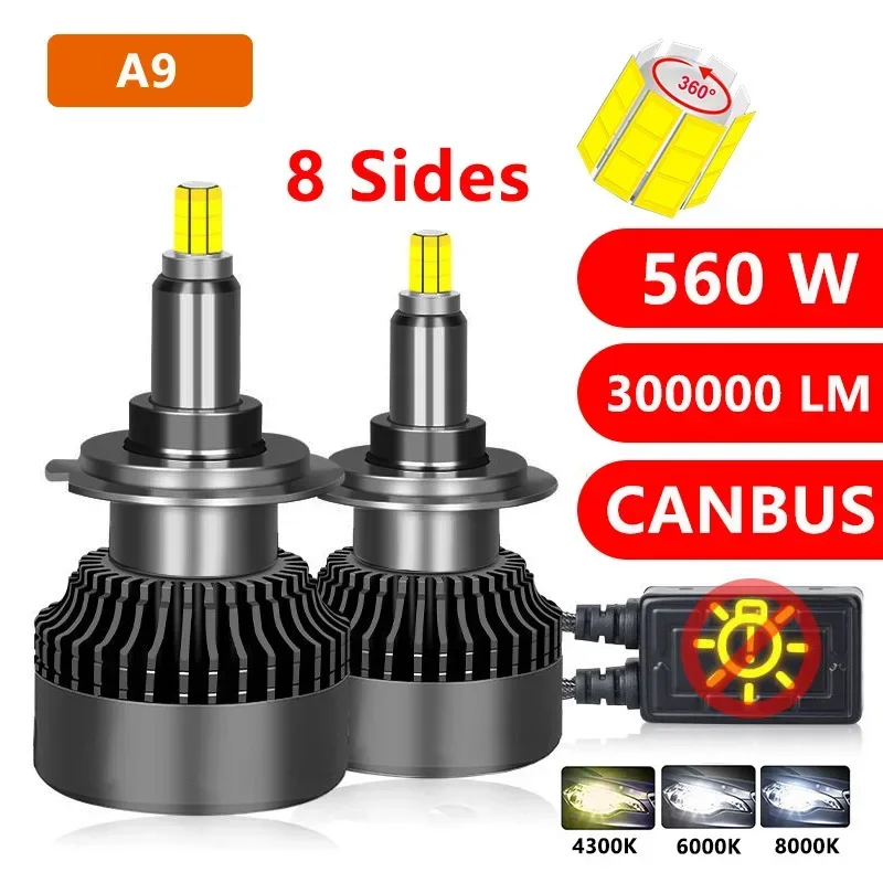 

360o Автомобильная лампа для фар H7 LED H1 H11 H9 H8 H3 9005 HB3 9006 HB4 9012 D1S D2S D3S D4S 6000K 4300K 8000K 12V Лампа Автоматическая противотуманная фара