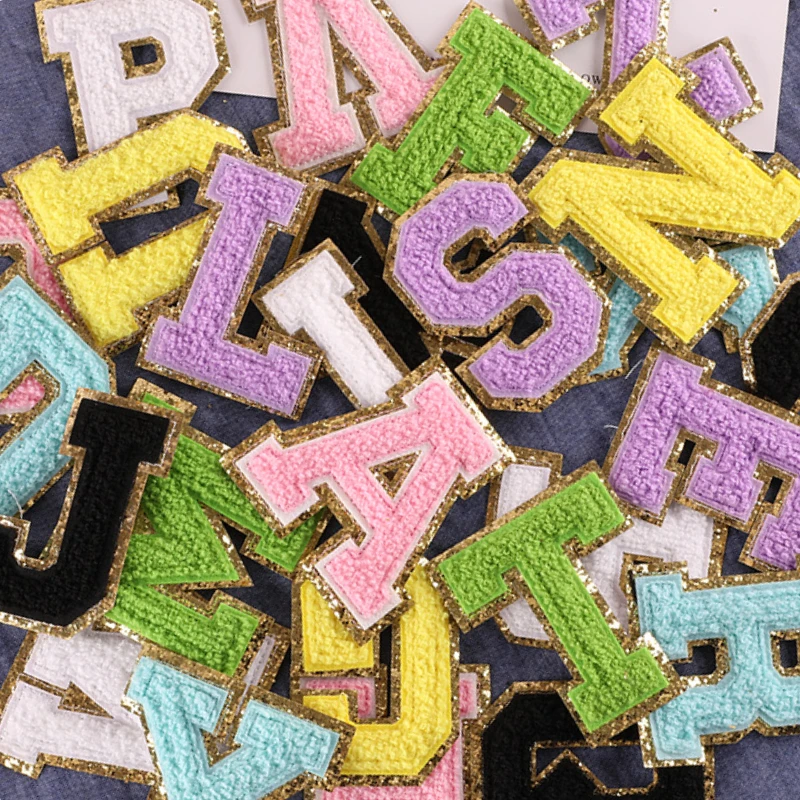

26pcs ABC Chenille Letters Patches Iron on For Cloth Towel Embroidered Felt 26 Alphabet Sequins Applique for DIY Accessory A-Z