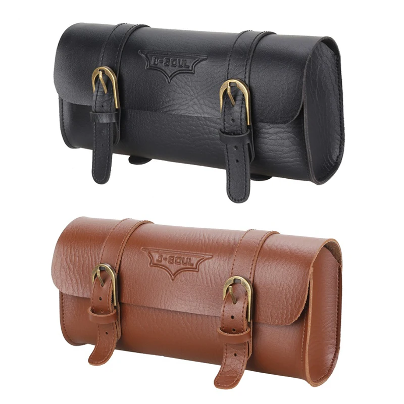 

B-SOUL New Vintage Bicycle Handlebar Bag Bicycle Tail Bag PU Leather Cycling Bag Saddle Pouch Tail Pannier Riding Bike Bag