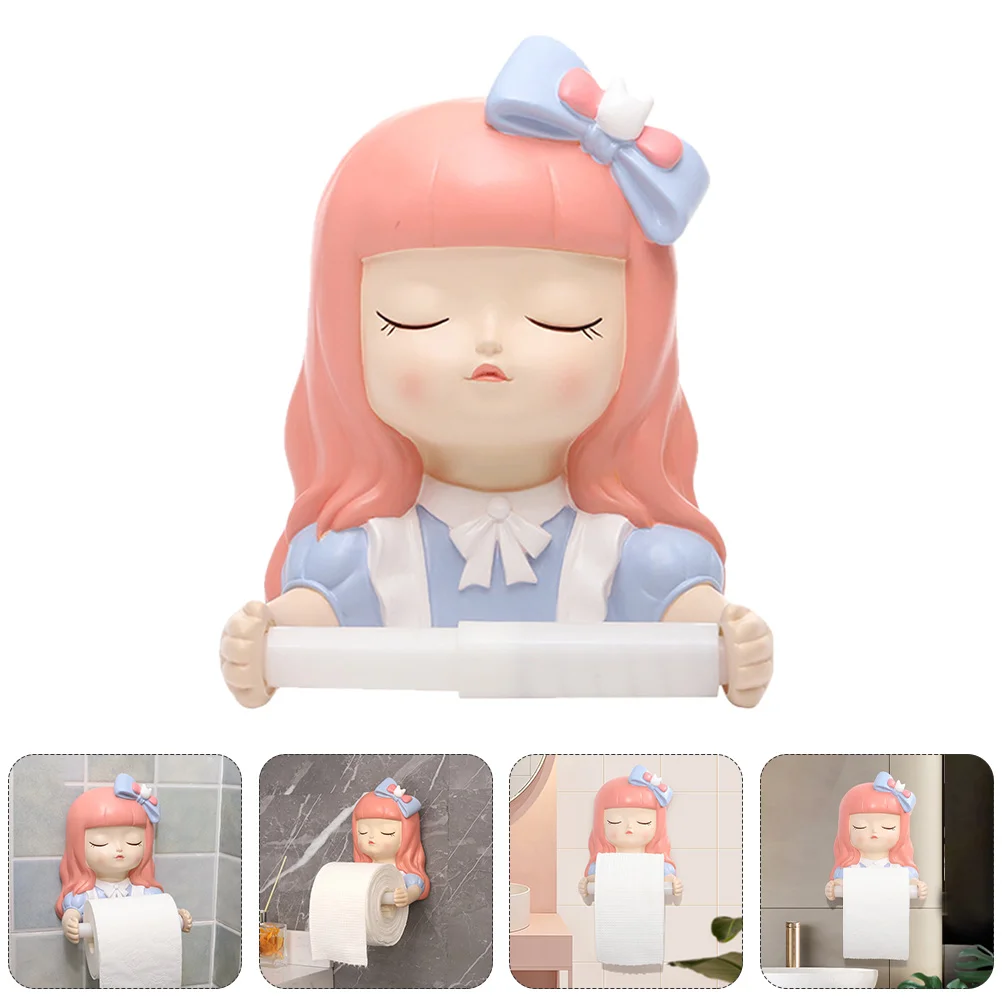 

Towel Rail Roll Paper Rack Resin Little Girl Tissue Adorable Holder Wall Mounted