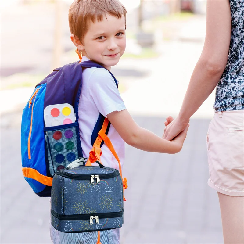 iFARADAY Kids Lunch Bag for School Portable Thermal Bag Children Insulated Lunch Bag Cooler Bento Pouch Dinner Container Handbag