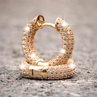 luxury women small hoop earrings dazzling micro paved stones versatile female accessories high quality fashion jewelry