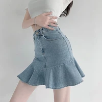 new y2k high waist denim mini pleated skirts streetwear fashion jean skirts casual a line skirt korean ins female casual skirts