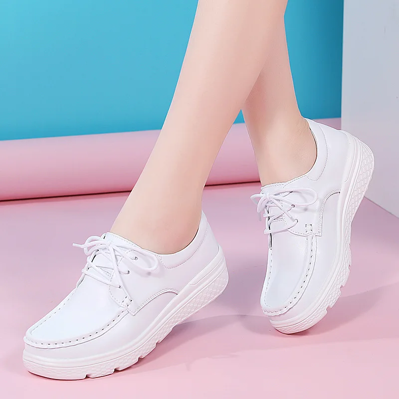 

Autumn And Winter Lace-up Nurse Shoes Female Soft Bottom Breathable Thick Bottom Fashion Casual Nurse Shoes