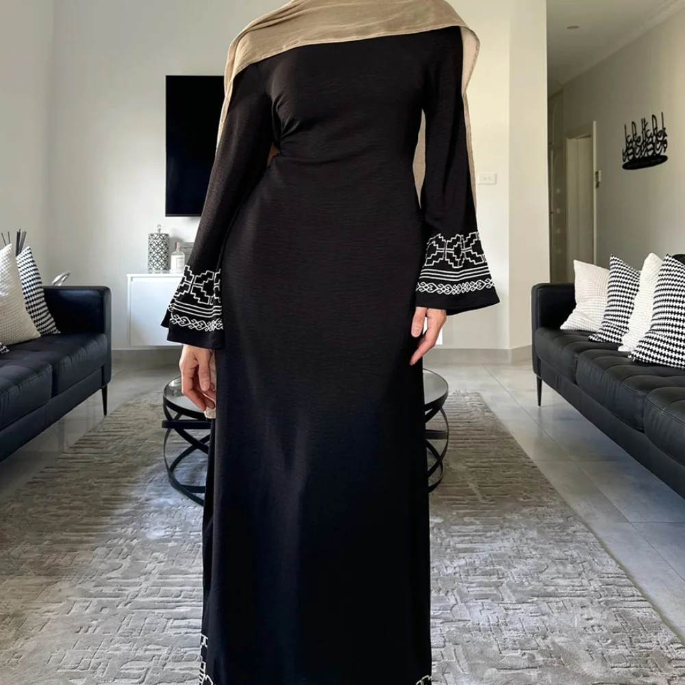 Рамадан Ид скромная черная Абая Дубай Роскошная мусульманская молитвенная