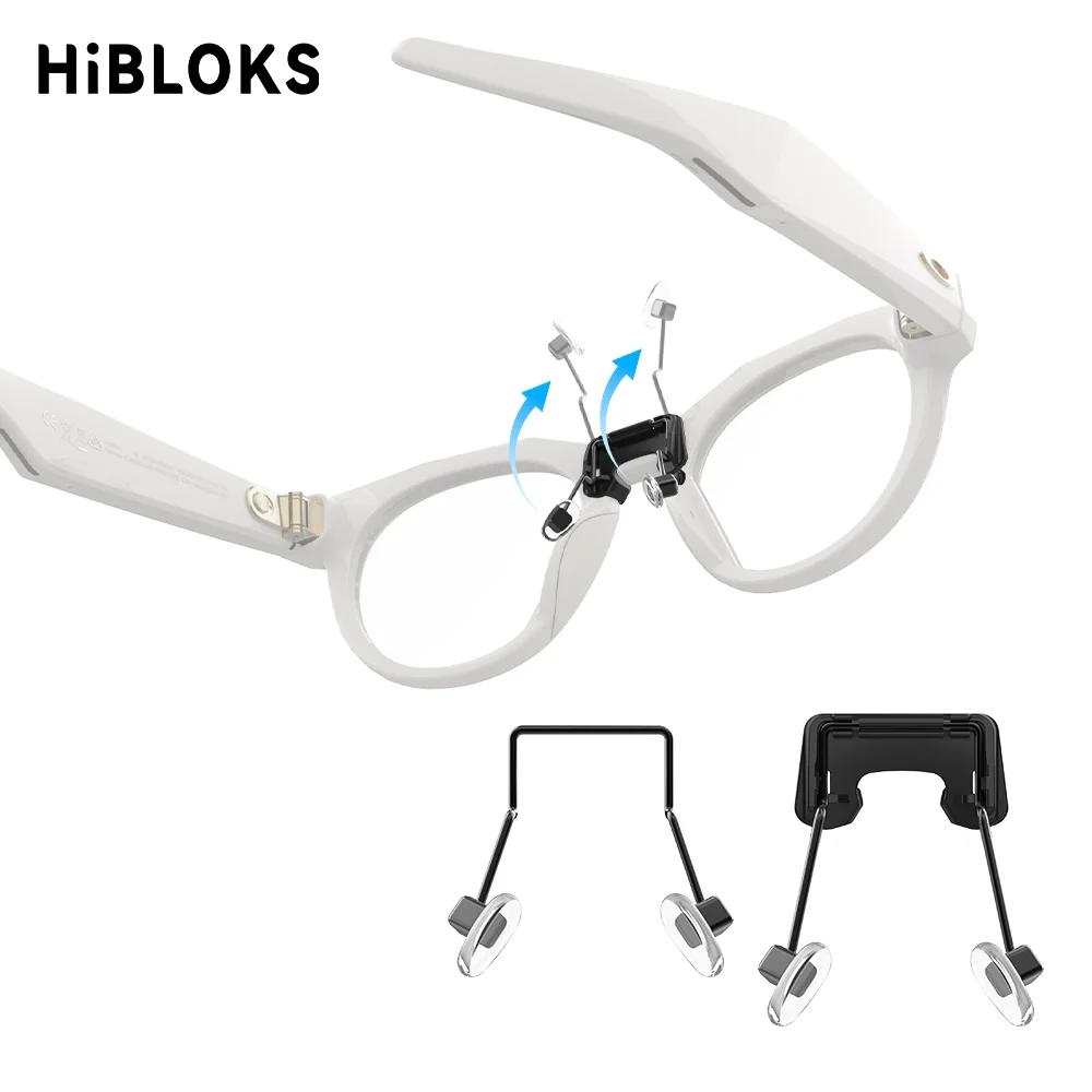 Фото Накладки на носоупоры HIBloks для очков Oakley Meta HSTN, аксессуары для умных очков, мягкие силиконовые противоскользящие накладки-держатели для носа, крепление на клипсе №1