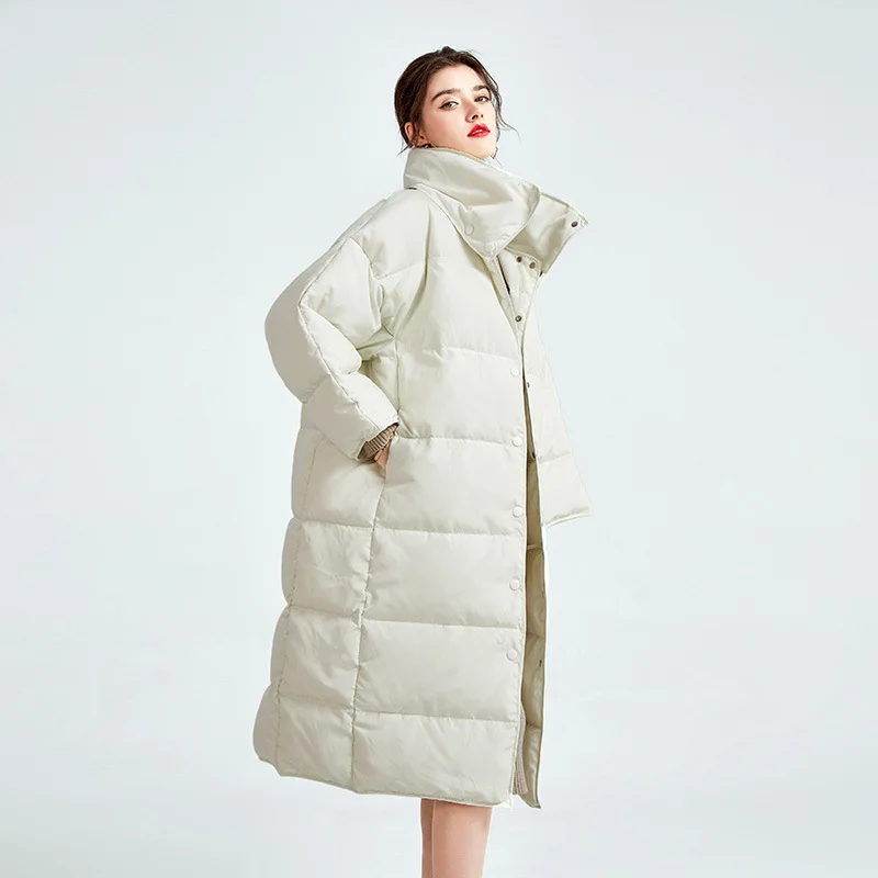 Down Jacket Women New Stand Collar Loose Thickening Fashion Casual 90 White Duck Down To Keep Warm Outwear