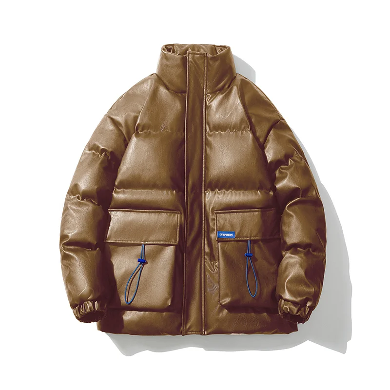 Winter Thick Leather Jacket Men Warm Fashion Casual Oversized Motorcycle Jacket Men Streetwear Loose Short Coat Mens Parker