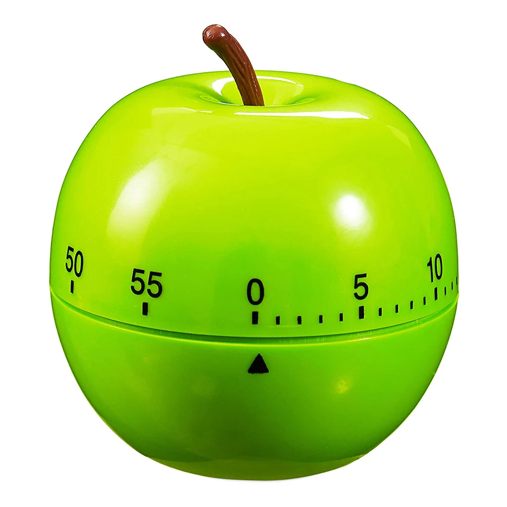 Plastic Apple-shaped Mechanical Timer Kitchen Timer 60-Minute Countdown Tools -10 ℃- + 55 ℃