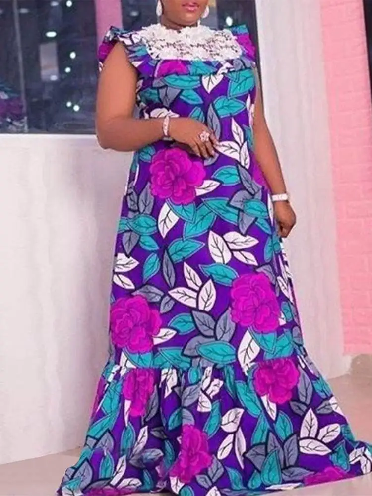 

Женский летний сарафан без рукавов 2022 VONDA свободное богемное Макси-платье свободного кроя женское цветочное кружевное праздничное платье д...