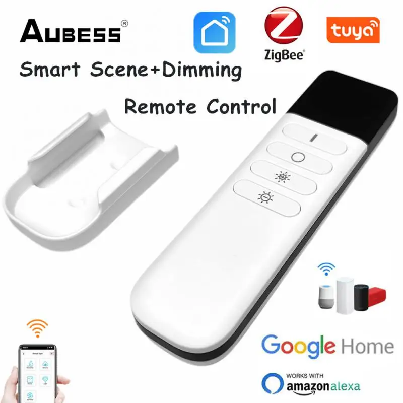 

Tuya Zigbee Smart LED Dimming Remote Control 2-in-1 4-Key Wireless Scene Switch Controller Works With Alexa And Google Assistant