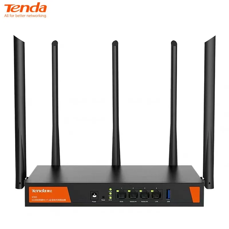 Tenda AX3000 Dual Band Gigabit Wifi6 Enterprise Wireless Router W30E 1.7GHz 256MB Broadcom's Quad-core CUP for 200 Devices