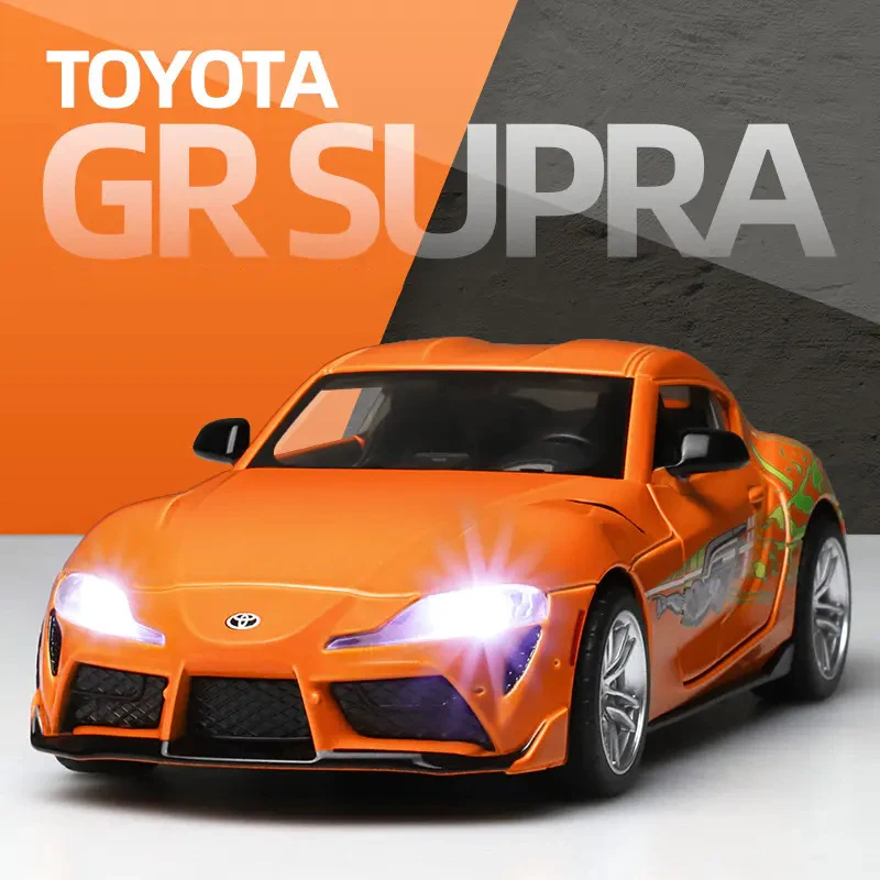 

1:32 Toyota Supra супер спортивная модель автомобиля из сплава металла, литый под давлением звук, фотография, детская коллекция игрушек
