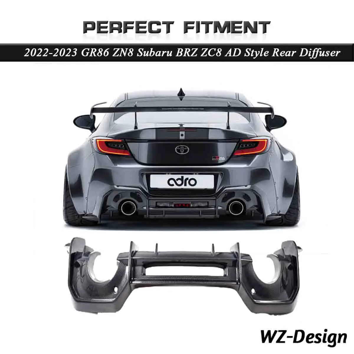 

In Stock Car-Styling Carbon Fiber CFRP Rear Lip Fit For 2022-2023 GR86 ZN8 Subaru BRZ ZC8 AD Style Rear Diffuser