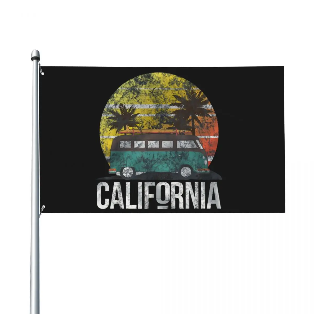 

California Surf Van Surfer Distressed Outdoor Banner Cartoon Home Convenience Banner Camp Flag Camping Background Cloth Portable