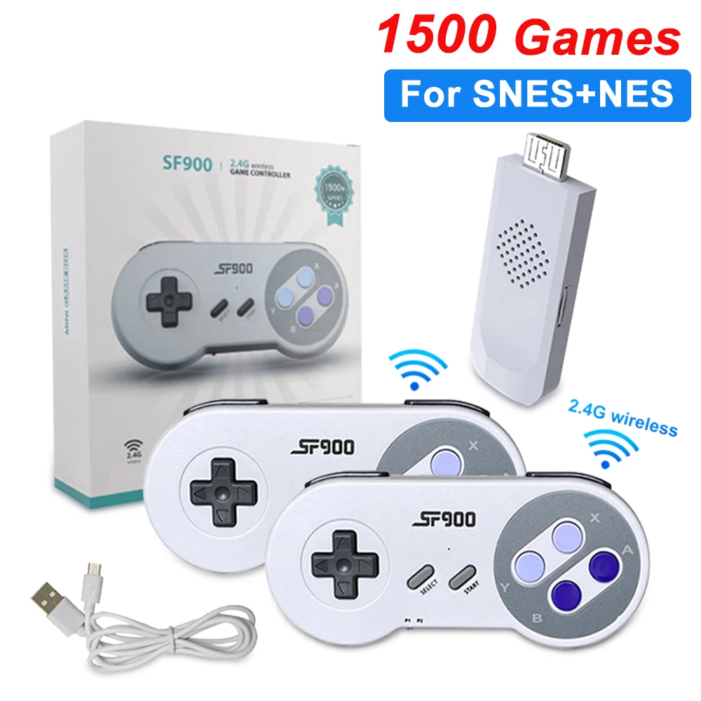 

SF900 HD Игровая приставка Ретро видеоигра консоль встроенные 1500 игр для SNES беспроводной контроллер 16 бит портативный игровой плеер