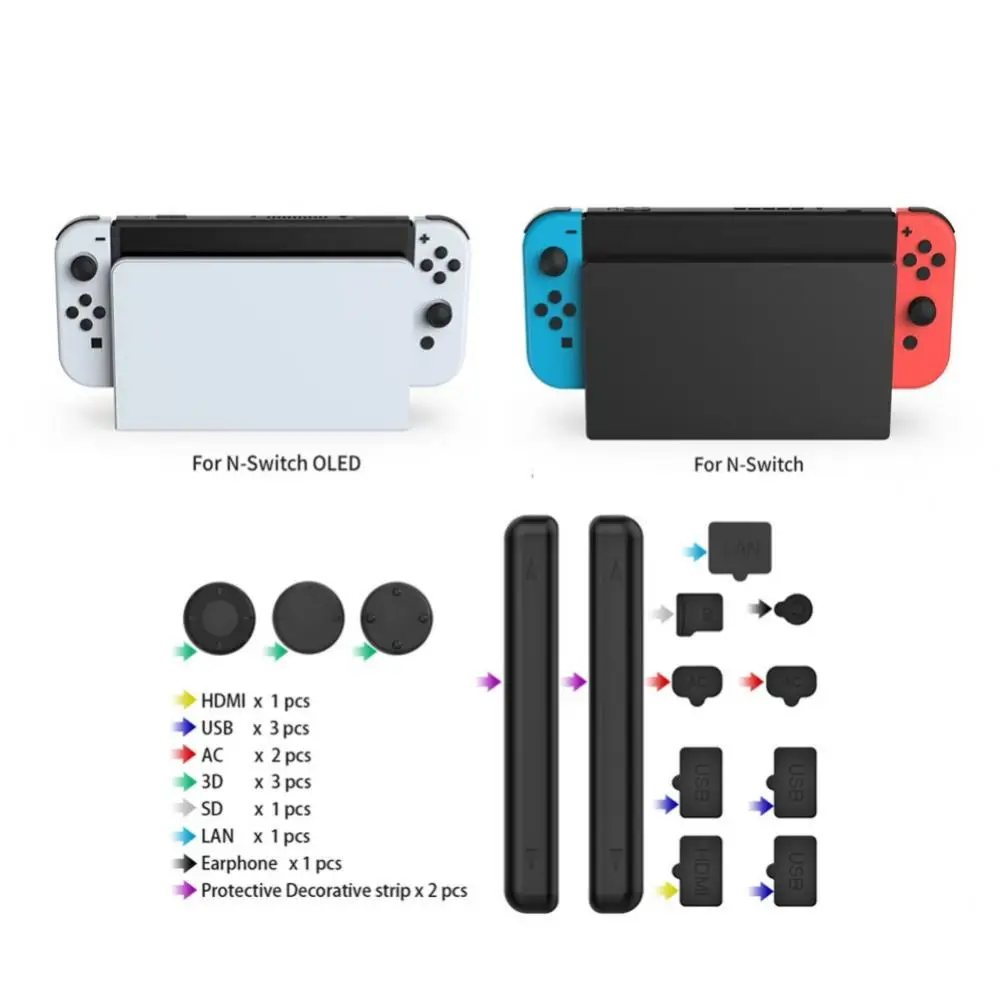

Silicone Dust Plug Set For Switch OLED Game Console Dust Net Set Protective Dustproof Cover For Nintendo Switch Accessories