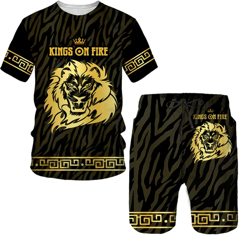 Luxury Men's T Shirts Summer Fashion Trend Tracksuits Casual Round Neck Unisex Tops Oversized T-shirt Shorts 2 Piece Outfit Sets