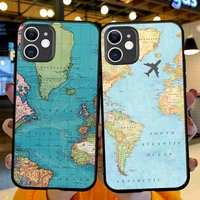 luxury world map travel funda coque for iphone 11 12 13 mini 11 pro x xs max xr 6 7 8 plus se phone case soft silicone tpu cover